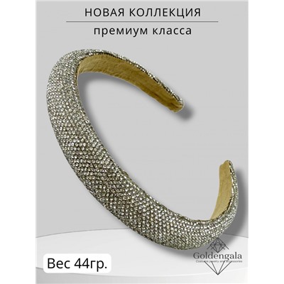 Ободок для волос со стразами объемный Арт ОБ6/004