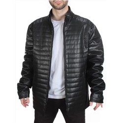 125-6 BLACK Куртка из эко-кожи мужская (50 гр. синтепон)