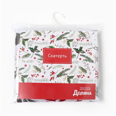 Скатерть новогодняя Доляна "Новогодние цветы" 145х110 см, 100% п/э
