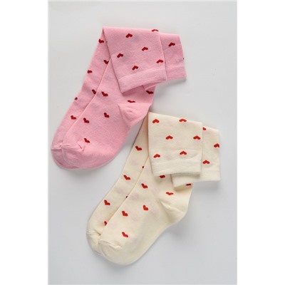 Детские гольфы Любимка (набор 2 пары) / экрю, розовый