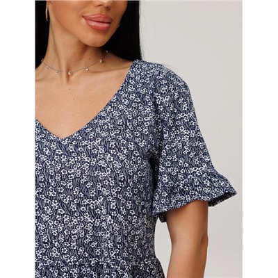 Женское платье Пл-117(К) / Синий (цветы)