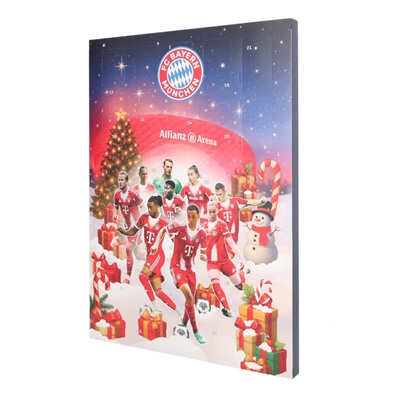 FC Bayern Schoko Adventskalender 180g, Адвент-календарь 2025 ФК Бавария, 24 сладких сюрприза, 43см х 31см, 180 грамм