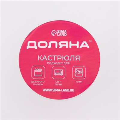 Кастрюля для запекания Доляна «Утятница», 2.9 л, 24.5×20.5×13.5 см, жаропрочное стекло, прозрачная