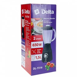 Блендер стационарный 650 Вт, 1,5 л DELTA DL-7316 черный