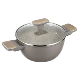 Кастрюля с антипригарным покрытием "Fiamma" 2,3л, д20см, h15см, s2,6мм, дно s3,2мм, литой алюминий, стеклянная крышка, пароотвод, бакелитовая ручка с покрытием "soft-touch", капсульное дно, цветная коробка, "Regent" (Китай) Подходит для всех видов пл