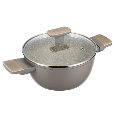 Кастрюля с антипригарным покрытием "Fiamma" 2,3л, д20см, h15см, s2,6мм, дно s3,2мм, литой алюминий, стеклянная крышка, пароотвод, бакелитовая ручка с покрытием "soft-touch", капсульное дно, цветная коробка, "Regent" (Китай) Подходит для всех видов пл
