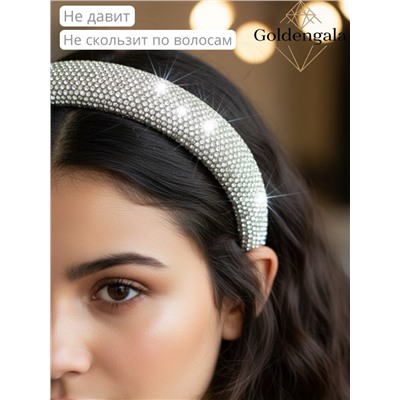 Ободок для волос со стразами объемный Арт ОБ6/004