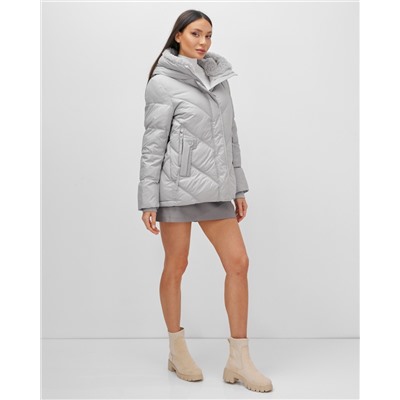 Куртка зимняя женская из овчина стильная и модная серого цвета 7348Sr