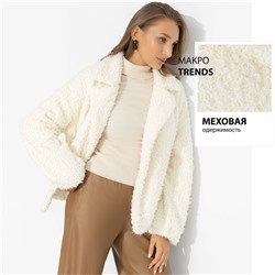 Полупальто из мягкого экомеха, Слишком заметна (белый шоколад, oversize, 42-48, нью)