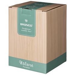 БАНКА С ДЕРЕВЯННОЙ КРЫШКОЙ BRONCO "NATURE" 17*12 СМ 1240 МЛ КРЕМОВАЯ (КОР=16ШТ.)