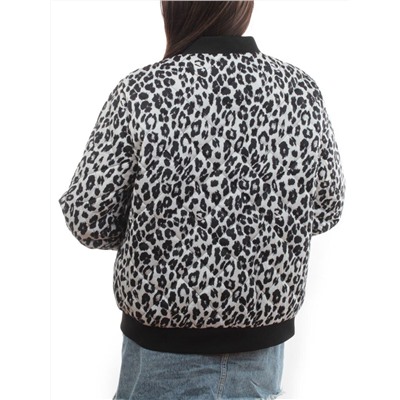 S24-139 WHITE/BLACK Куртка бомбер демисезонная женская (100 гр. синтепон)