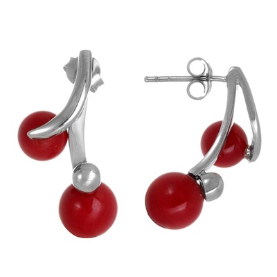 Серьги 'Дейли' с кораллом ТПСН.399КЛ0.88