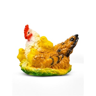 Садовая фигура из гипса «Курица наседка с цыплятами», 27×20×21 см
