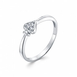 Кольцо с фианитом родированное серебро 925*