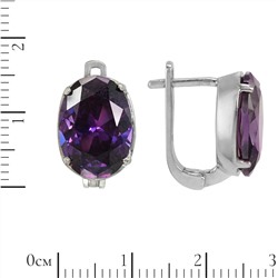 Серьги 'Ретро' с фианитом, родий ТПСН.785Ф6R-1