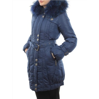 9026 BLUE Куртка зимняя женская (натуральный пух, натуральный мех)
