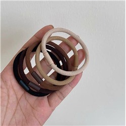 Набор резинок для волос 5 шт. с пластиковой клепкой. Цвет: Черно-Коричневый