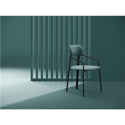 Стул Ror, Round, велюр, черный/зеленый