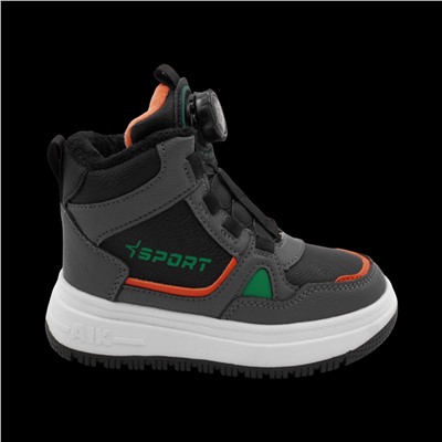 Кроссовки зимние на меху В7186-3 черно серые