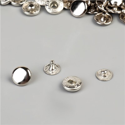 Кнопка установочная, Альфа (S-образная), железная, d=10 мм, цвет серебряный, цена за 1 штуку