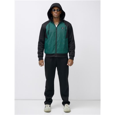 Спортивный костюм мужской зимний с начесом зеленого цвета 7335_1Z