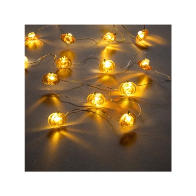 Гирлянда «Нить» 2 м роса с насадками «Тыква», IP20, серебристая нить, 20 LED, свечение тёплое белое, 2 режима, ААх2