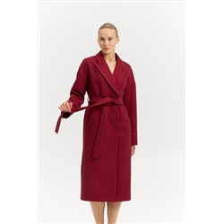 Пальто женское демисезонное 26820 (бордовый/ёлочка)