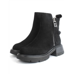 04-M3-L865 BLACK Ботинки зимние женские (натуральная замша, натуральный мех)