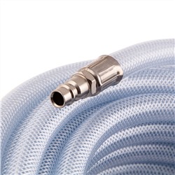 Шланг пневматический ПВХ, 10 x 16 мм, 18 бар, армированный, прозрачный, быстросъемное соединение, 30 м Stels