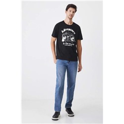 T-shirt bawełniany męski z nadrukiem  kolor czarny