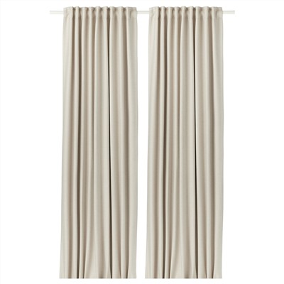 VILBORG, 2 Gardinenschals (abdunk.), beige/mit Gardinenband,, 145x300 cm