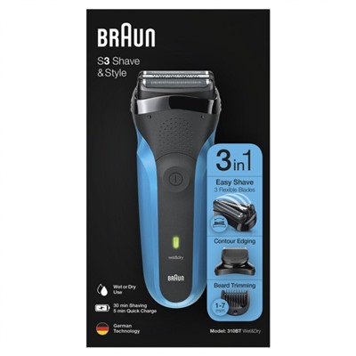 Braun Trimmer furs Gesicht quot;Series 3 310BTquot; in Schwarz und Blau  Триммер для лица "Серия 3 310ВТ" в черном и синем