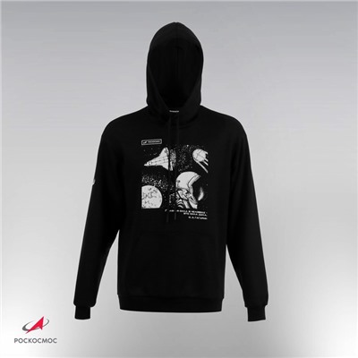 Толстовка с капюшоном РОСКОСМОС х ONLYTOP, р. XS, чёрная