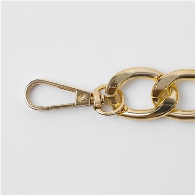 Цепочка для сумки, с карабинами, металлическая, плоская, 29×19 мм, 60 см, цвет золотой
