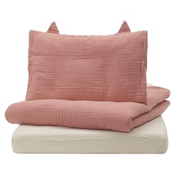 GULDVÄVARE, Babybett-Set 3-tlg., blassrosa/beige,, 70x140 cm
