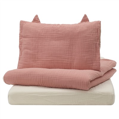 GULDVÄVARE, Babybett-Set 3-tlg., blassrosa/beige,, 70x140 cm