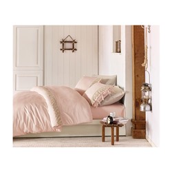 2 сп. Евро Комплект Постельного Белья Cotton Saten Tuğsen Pudra-Bej Çift - EcoCotton