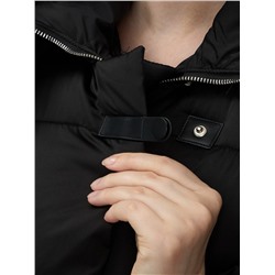 Куртка зимняя женская с мехом и капюшоном тренд черного цвета 7639Ch