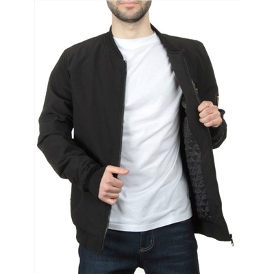 EM25056 BLACK Куртка-бомбер мужская демисезонная (100 гр. синтепон)
