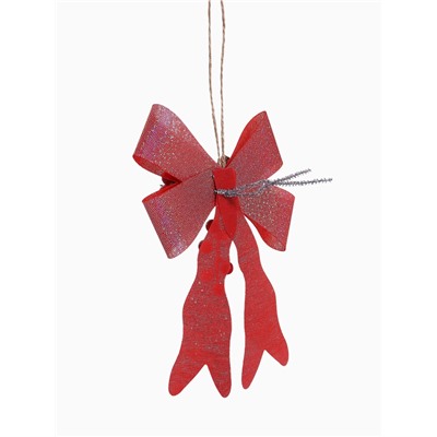 Ёлочные игрушки 2 шт. «Зимнее волшебство. Бант элит» пластик, 12×14 см, розовый