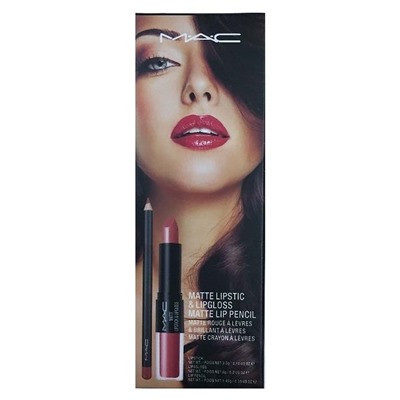 Помада - блеск - карандаш М.А.К Matte Lipstick & Lipgloss Matte Lip Pencil 3 in 1 № 19