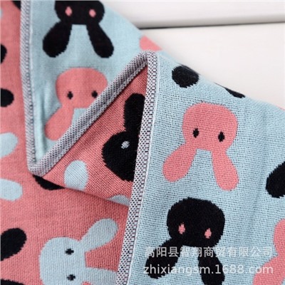 Towel, gauze children's rabbit for face washing, 20×50cm, wholesale