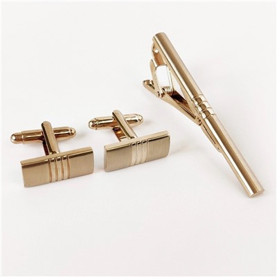 Набор запонок и зажима для галстука в футляре