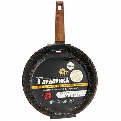 Сковорода 28 см с антипригарным покрытием и ручкой soft-touch 1028-12 "Гранит 12"