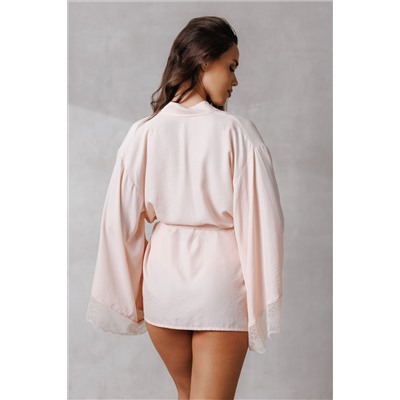 0462-NB ПЕРСИКОВЫЙ ХАЛАТ С РОЗОВЫМ КРУЖЕВОМ79164075