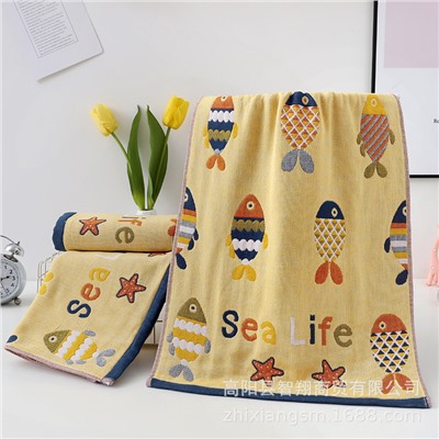 Zhiyang towel four -layer littering vaocya gauze cotton cotton face towel soft water absorption face towel factory price wholesale