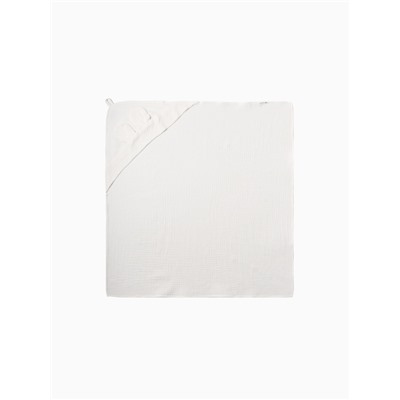 Полотенце-уголок муслиновый Крошка Я, 75×75 см, 100% хлопок, 120 г/м², белое