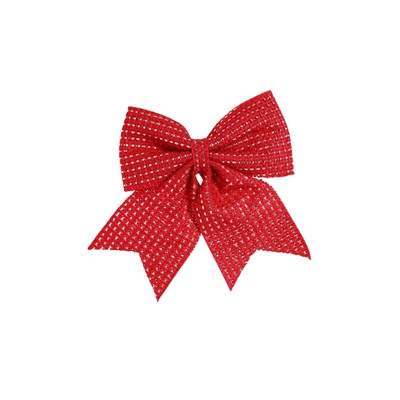 Ёлочные игрушки 2 шт. «Зимнее волшебство. Бантик плетёный» пластик, 15×12 см, красный