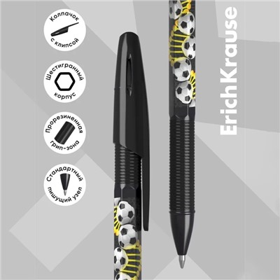 Набор ручек шариковых 4 штуки ErichKrause R-301 Stick & Grip "Sport DNA", узел 0.7 мм, синие, с резиновым держателем, европодвес