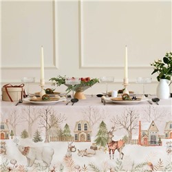 Скатерть новогодняя «Этель» «Звери в городе» 149×220 см, 100% хлопок, саржа 190 г/м²